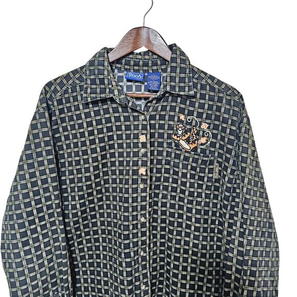 Vintage Disney Winnie the Pooh Tigger Corduroy Button Down Shirt Size L Casual - Picture 2 of 8